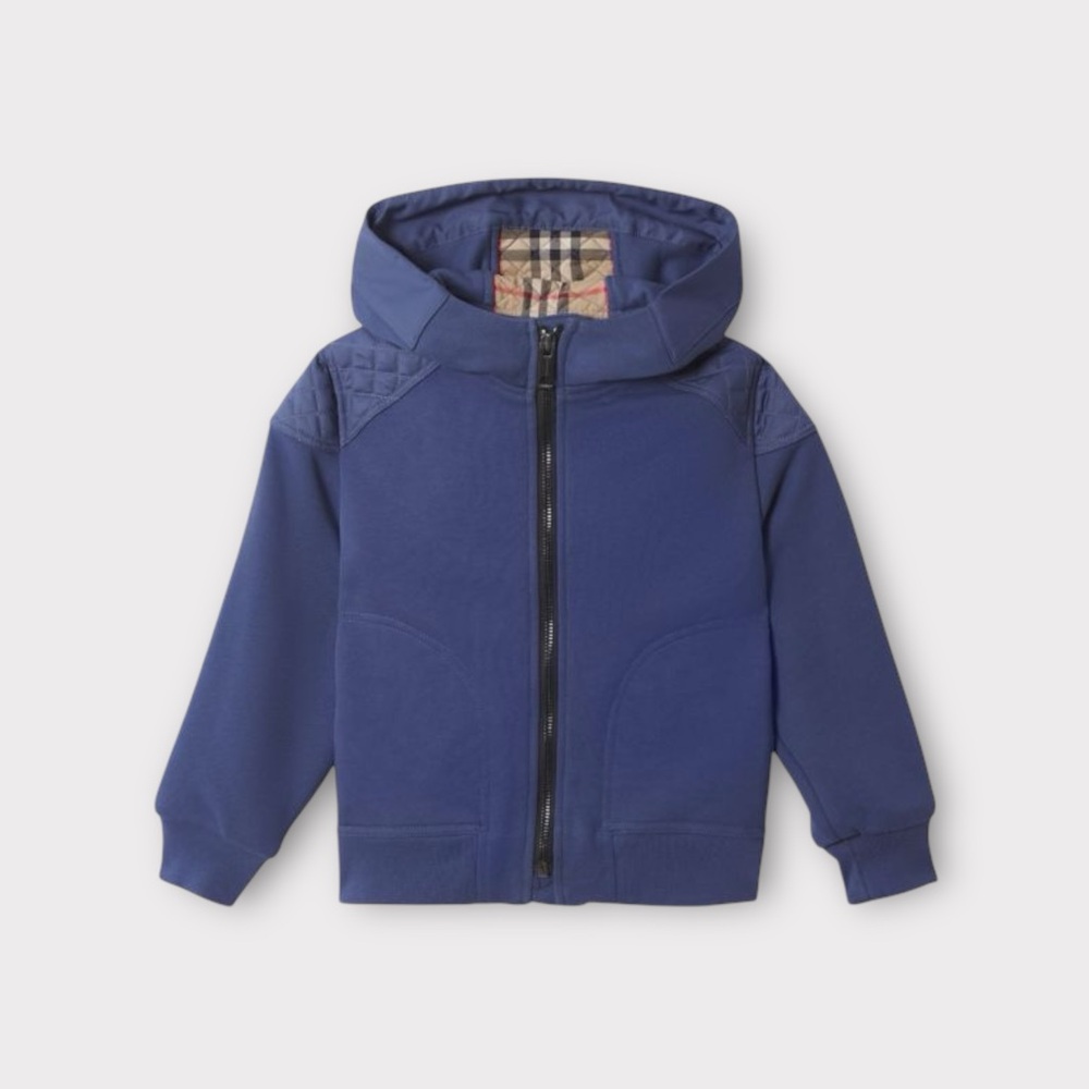 Burberry Blue Timothy Monogram-Quilted Hoodie Jacket